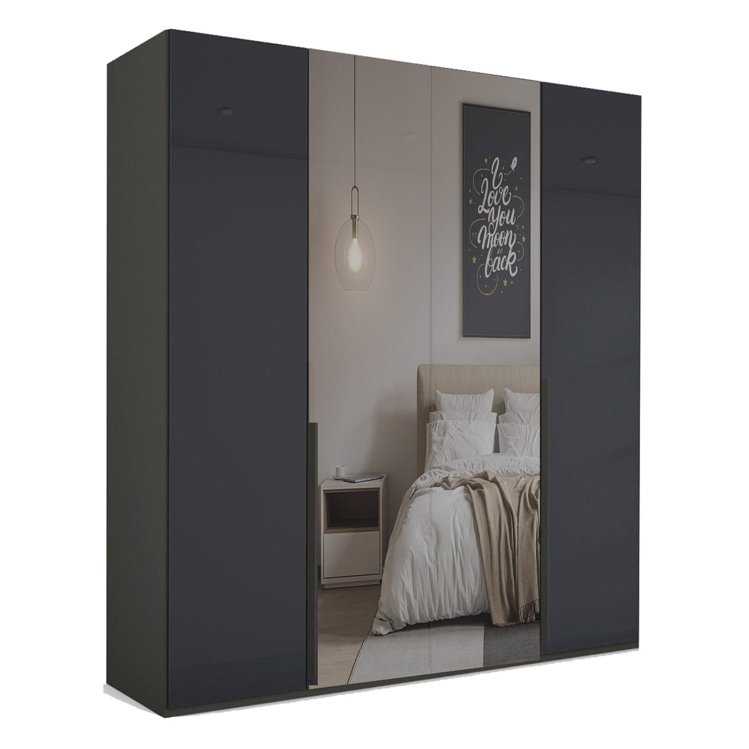 Mainz 4 Door Hinged Fully Loaded Wardrobe in Graphite - Evoke Home 