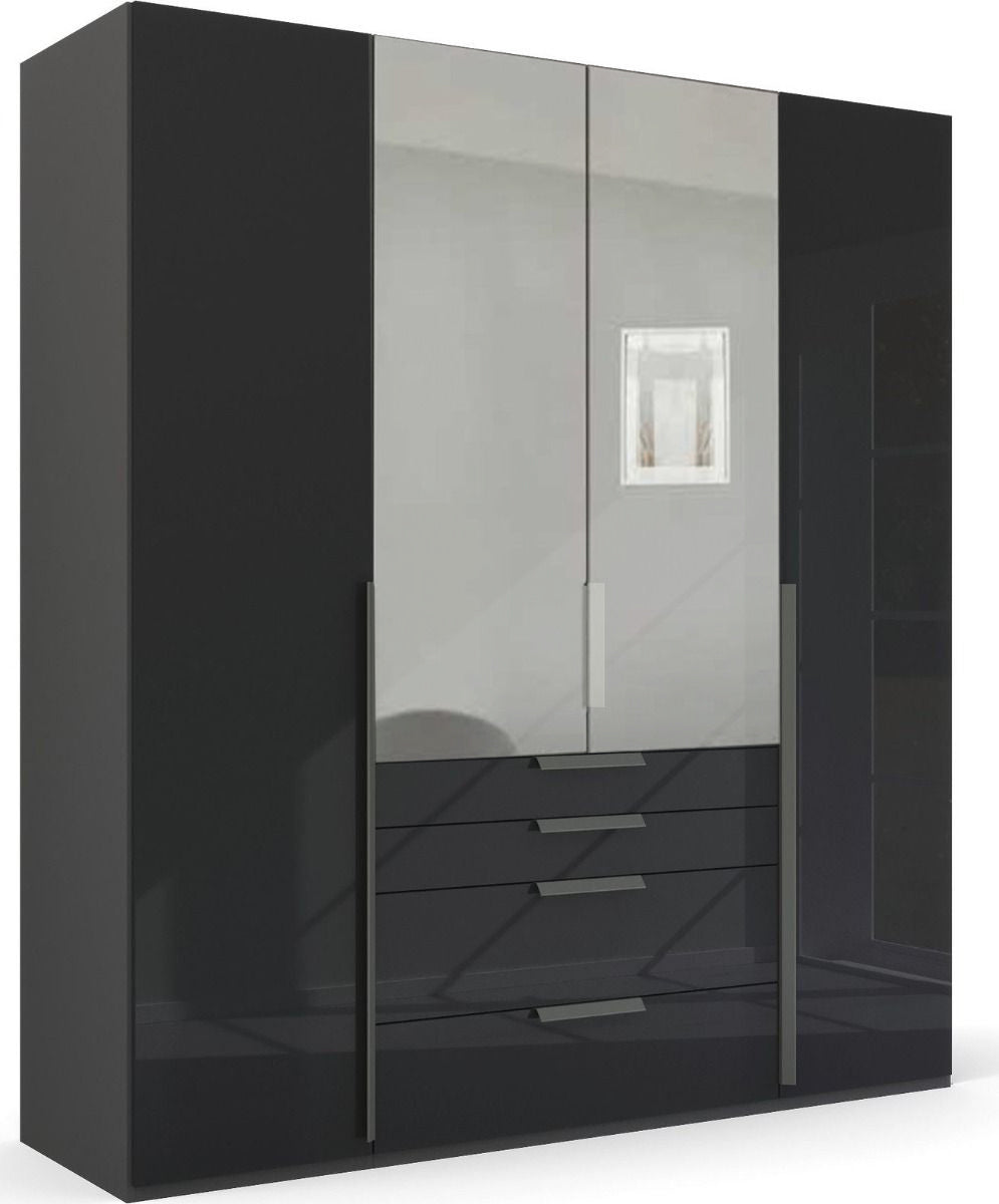 Mainz 4 Door Hinged Combi Wardrobe in Graphite - Evoke Home 