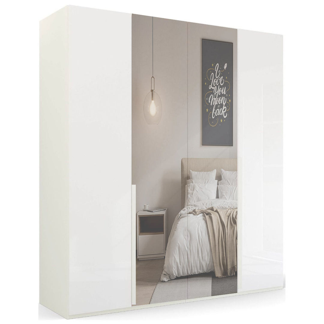 Mainz 4 Door Hinged Fully Loaded Wardrobe in White - Evoke Home 