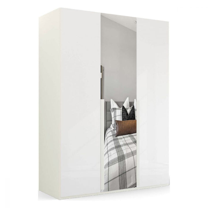 Mainz 3 Door Hinged Fully Loaded Wardrobe in White - Evoke Home 