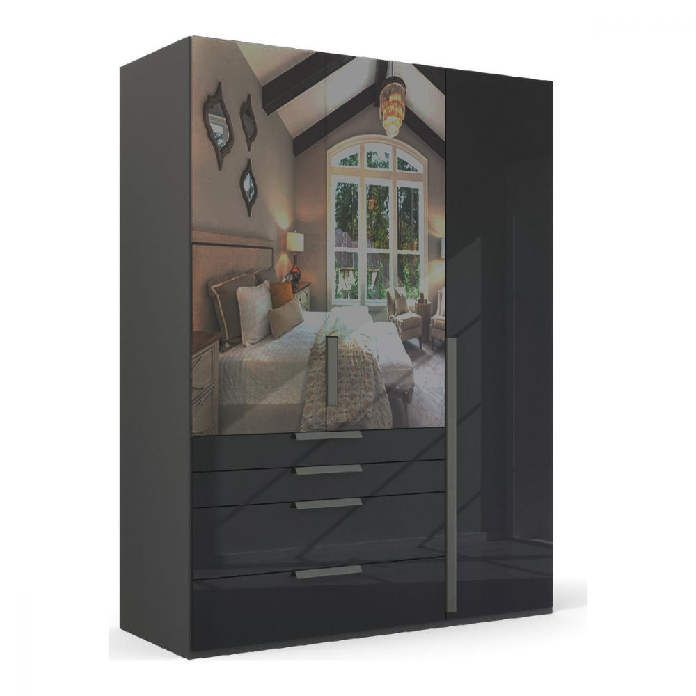 Mainz 3 Door Hinged combi  Wardrobe in Graphite - Evoke Home 