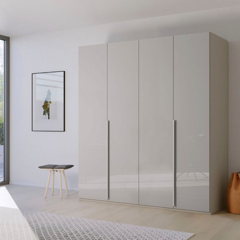 Mainz 4 Door Hinged Fully Loaded Wardrobe in Silk Grey - Evoke Home 