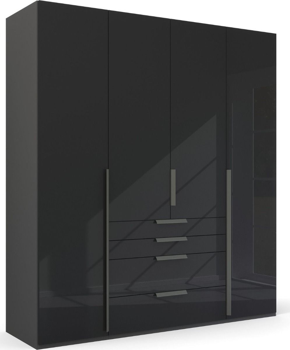 Mainz 4 Door Hinged Combi Wardrobe in Graphite - Evoke Home 