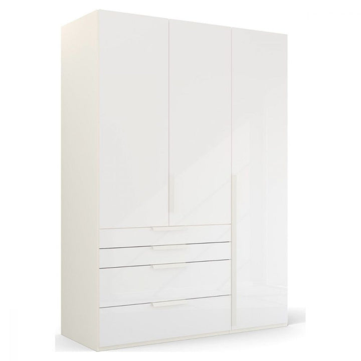 Mainz 3 Door Hinged Combi Wardrobe in White - Evoke Home 