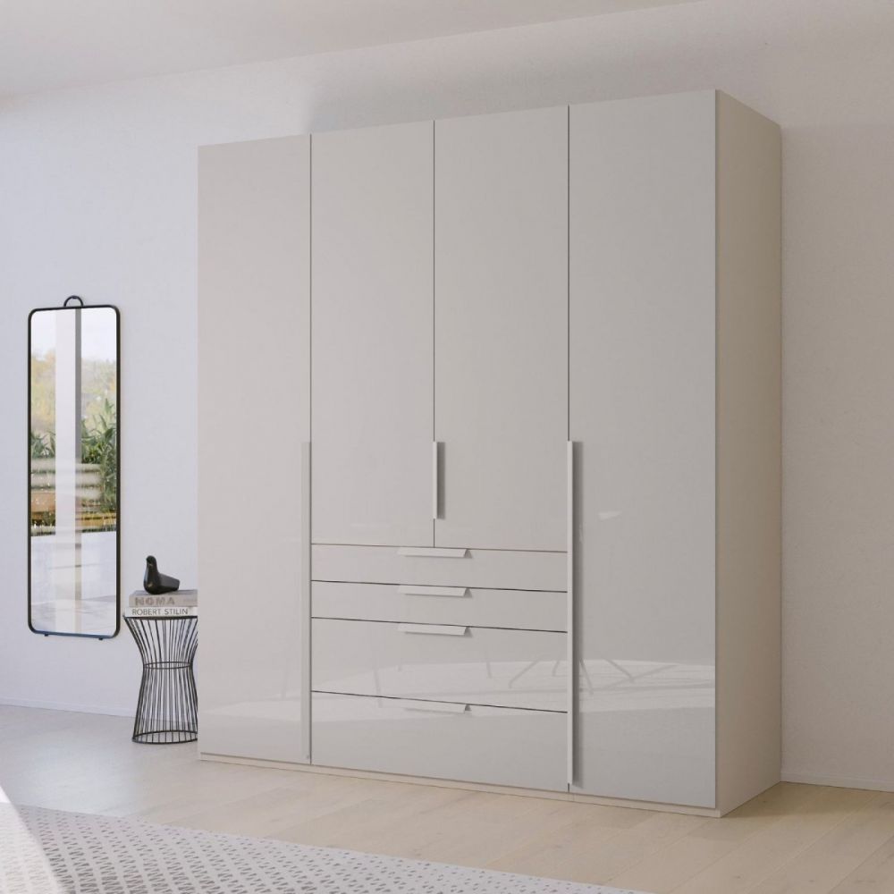 Mainz 4 Door Hinged Combi Wardrobe in Silk Grey - Evoke Home 