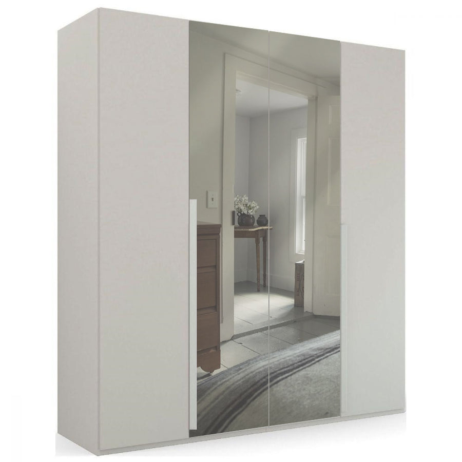 Mainz 4 Door Hinged Fully Loaded Wardrobe in Silk Grey - Evoke Home 