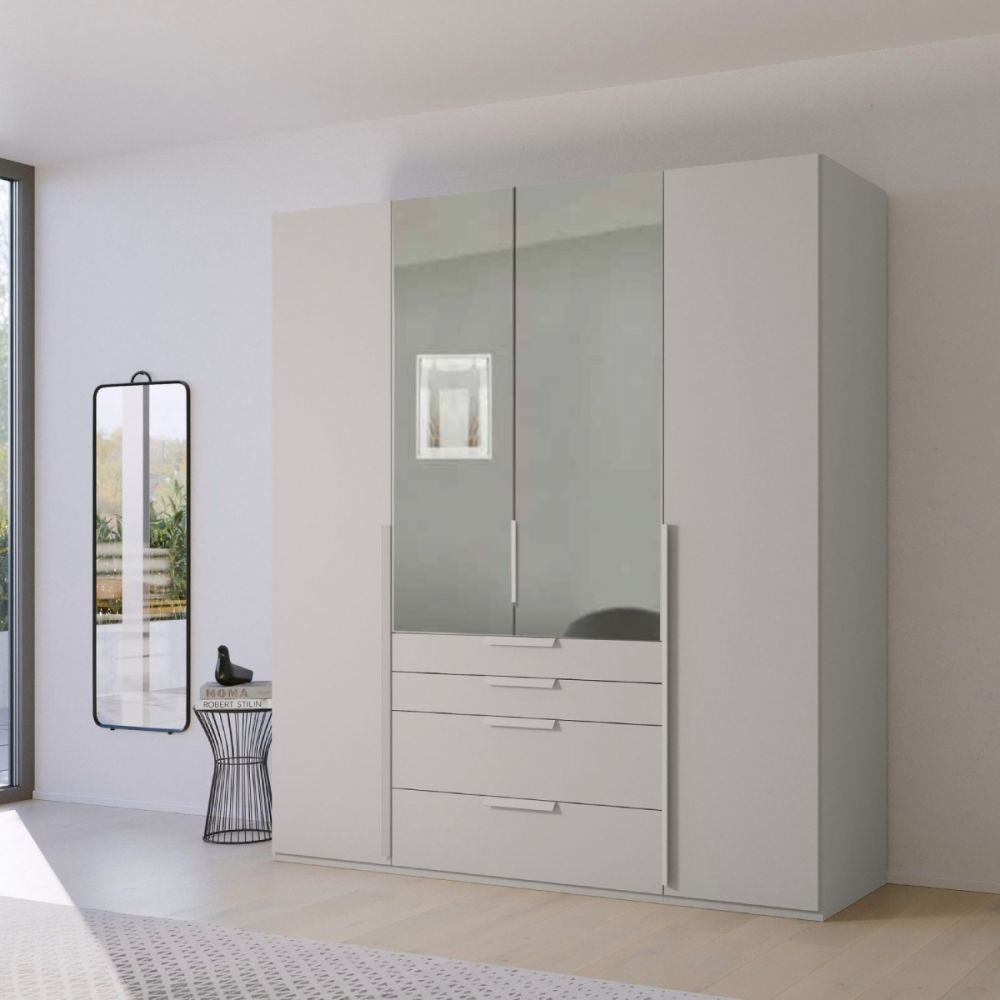 Mainz 4 Door Hinged Combi Wardrobe in Silk Grey - Evoke Home 