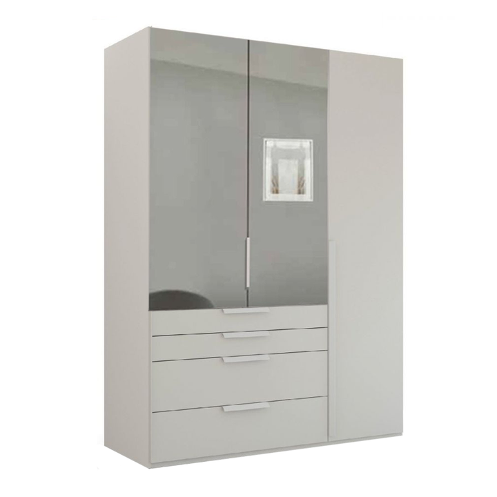 Mainz 3 Door Hinged Fully Loaded Wardrobe in Silk Grey - Evoke Home 