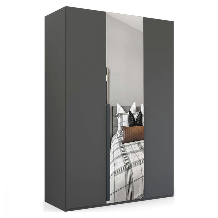 Mainz 3 Door Hinged Fully Loaded Wardrobe in Graphite - Evoke Home 