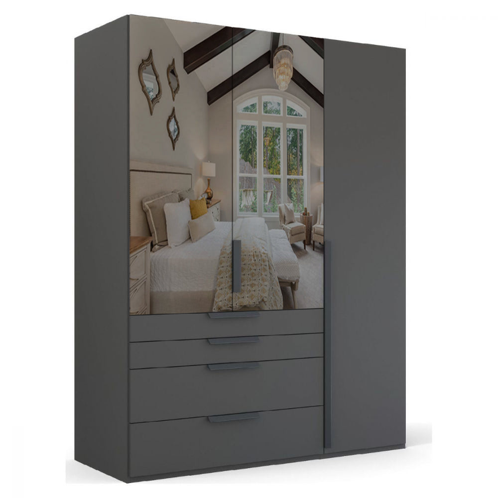 Mainz 3 Door Hinged combi  Wardrobe in Graphite - Evoke Home 