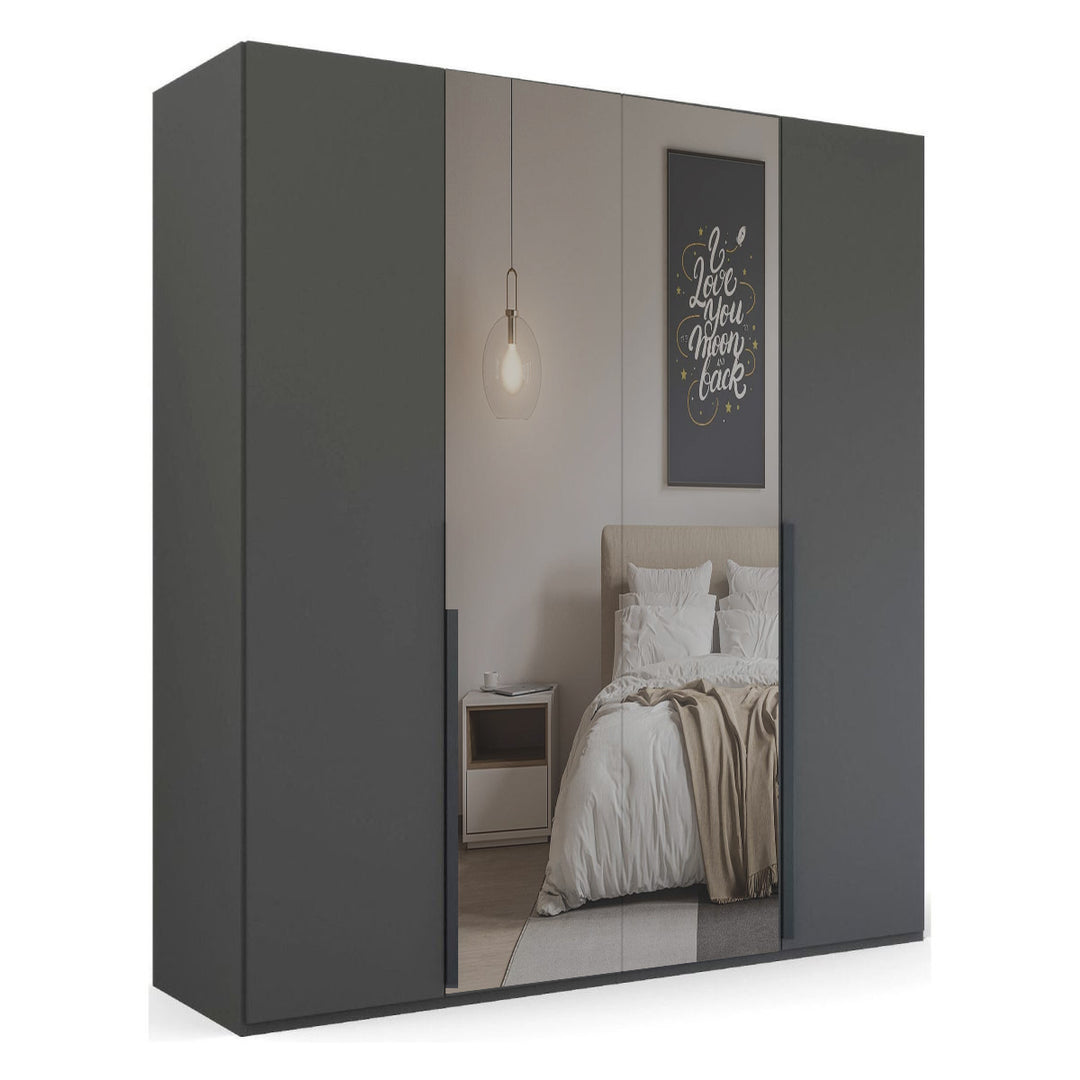 Mainz 4 Door Hinged Fully Loaded Wardrobe in Graphite - Evoke Home 