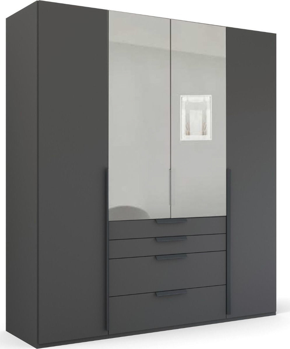 Mainz 4 Door Hinged Combi Wardrobe in Graphite - Evoke Home 