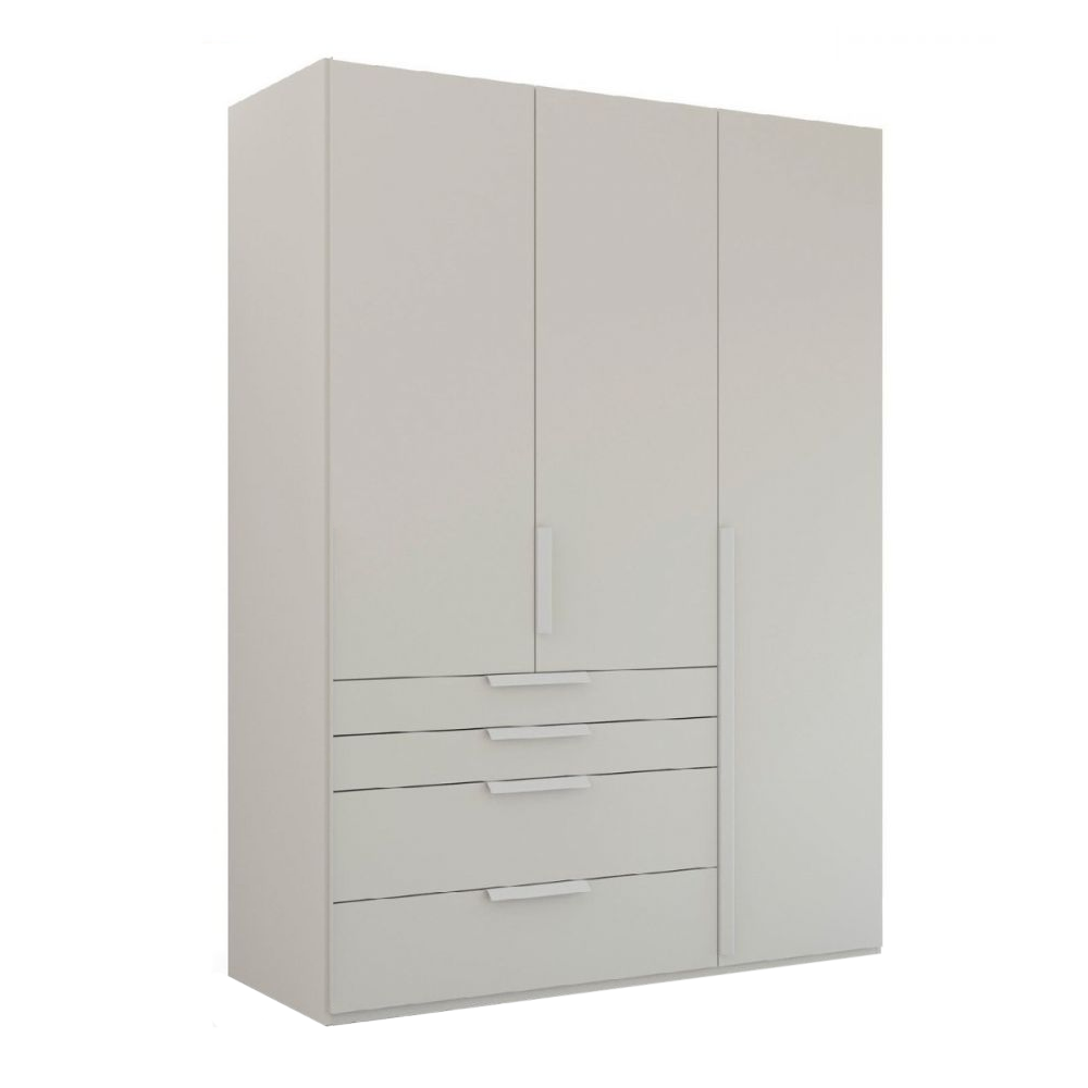 Mainz 3 Door Hinged Fully Loaded Wardrobe in Silk Grey - Evoke Home 