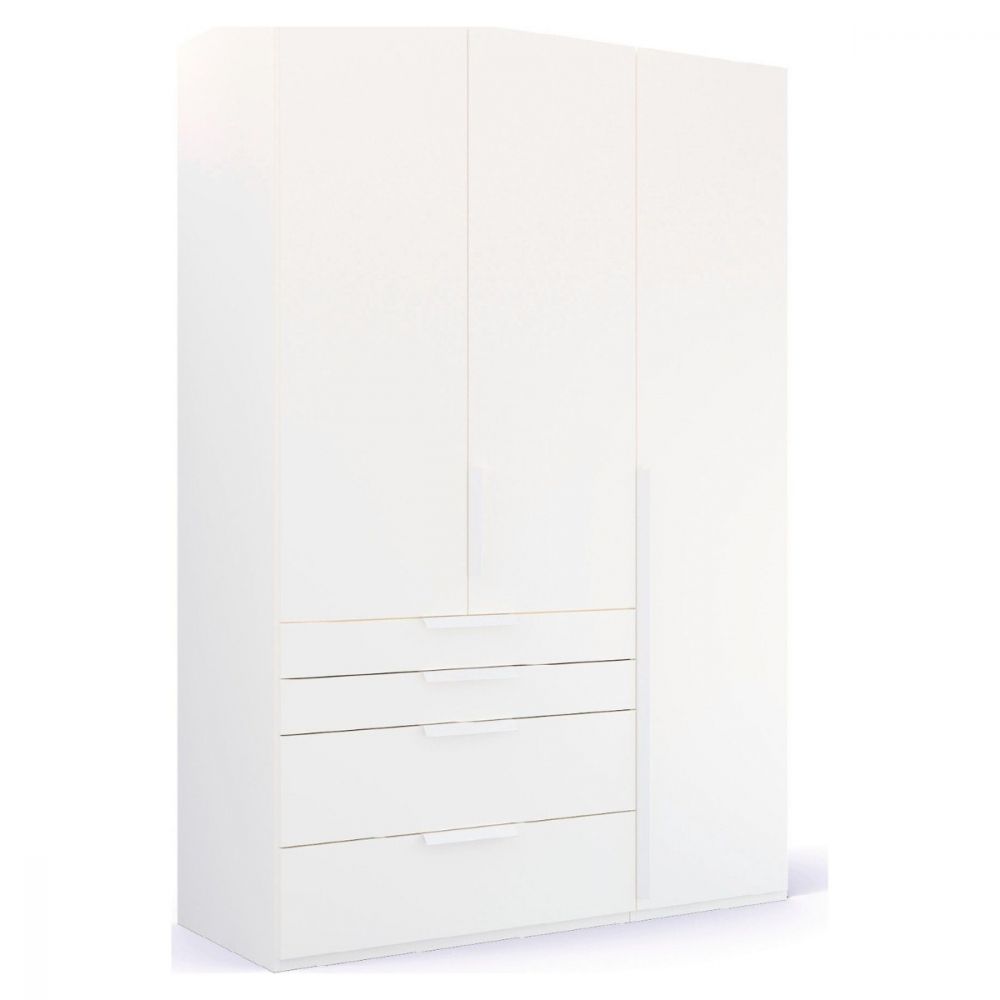 Mainz 3 Door Hinged Combi Wardrobe in White - Evoke Home 