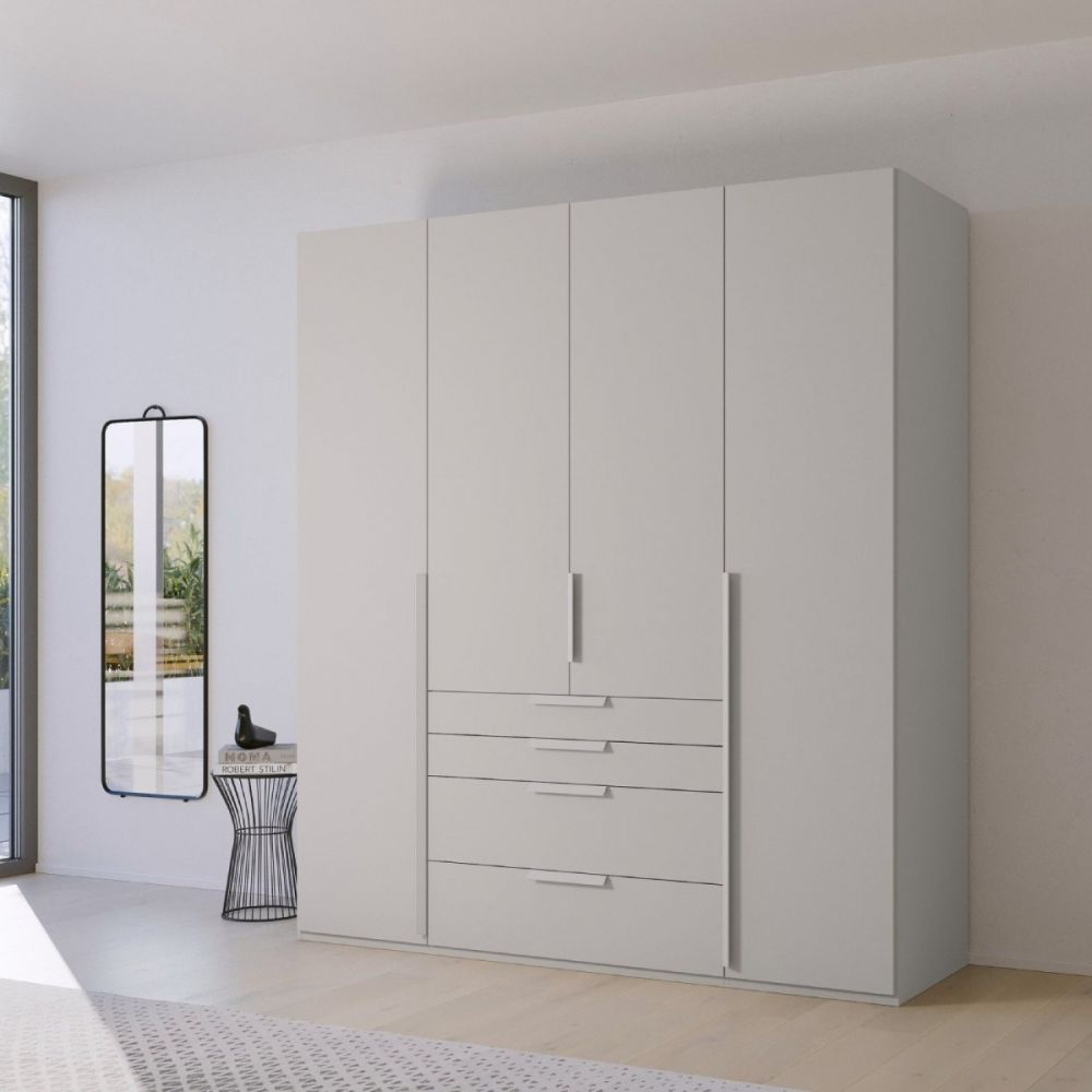 Mainz 4 Door Hinged Combi Wardrobe in Silk Grey - Evoke Home 