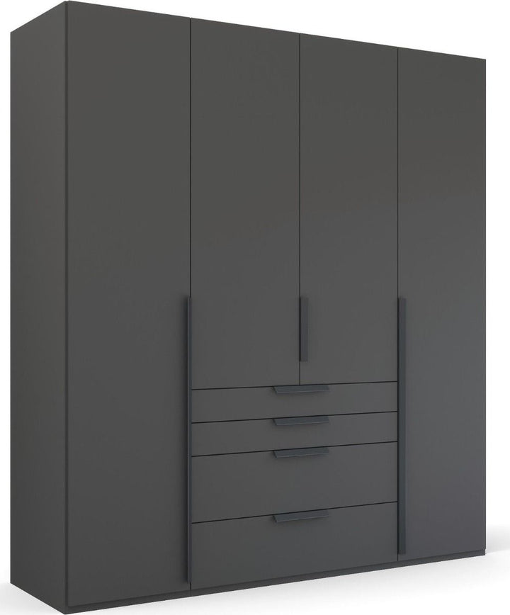 Mainz 4 Door Hinged Combi Wardrobe in Graphite - Evoke Home 