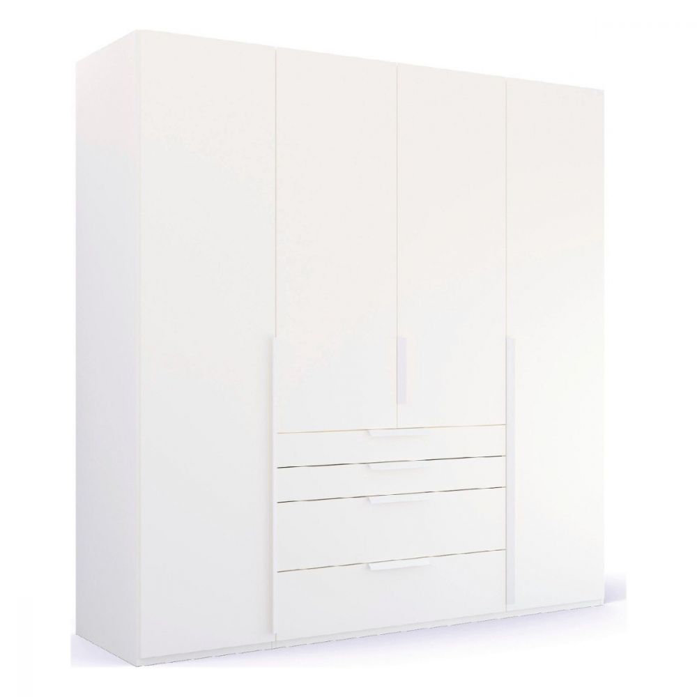 Mainz 4 Door Hinged Combi Wardrobe in White - Evoke Home 