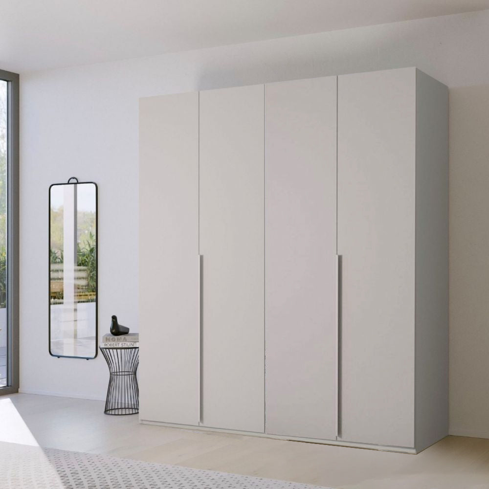 Mainz 4 Door Hinged Fully Loaded Wardrobe in Silk Grey