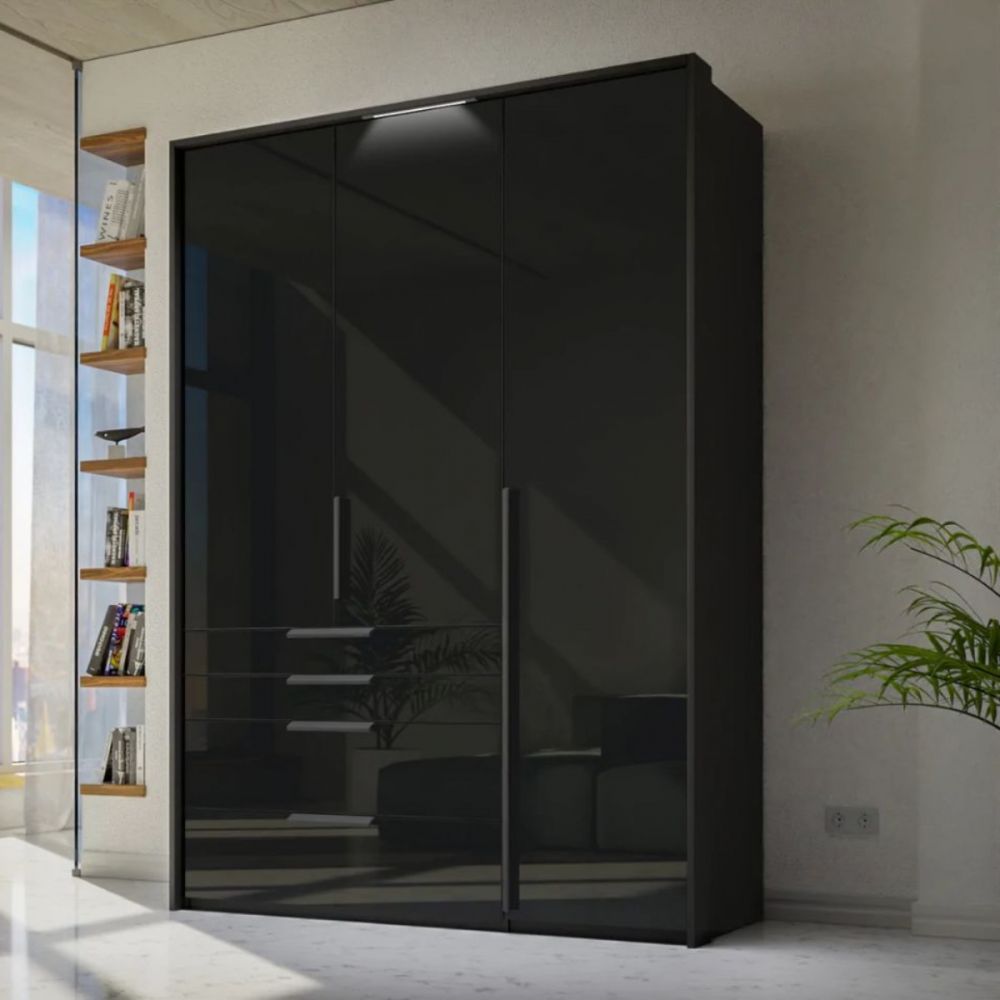 Mainz 3 Door Hinged combi  Wardrobe in Graphite - Evoke Home 