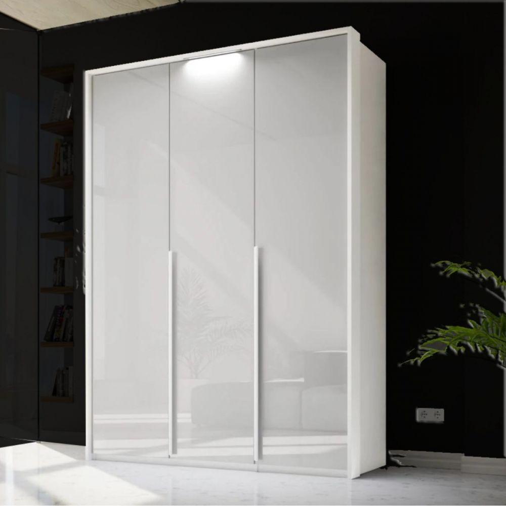Mainz 3 Door Hinged Fully Loaded Wardrobe in White - Evoke Home 