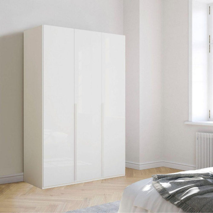 Mainz 3 Door Hinged Fully Loaded Wardrobe in White - Evoke Home 