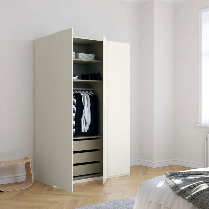 Mainz 3 Door Hinged Fully Loaded Wardrobe in White - Evoke Home 