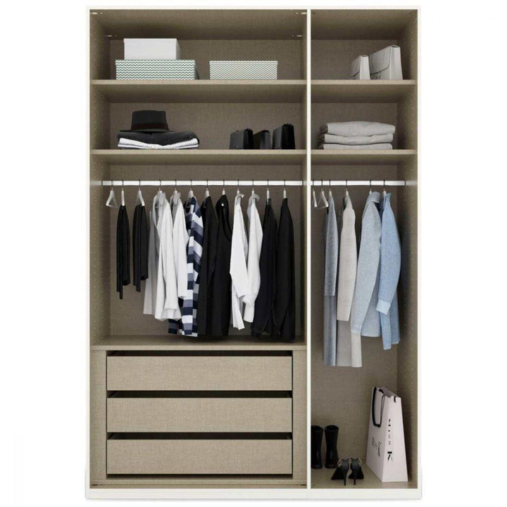 Mainz 3 Door Hinged Fully Loaded Wardrobe in Silk Grey - Evoke Home 