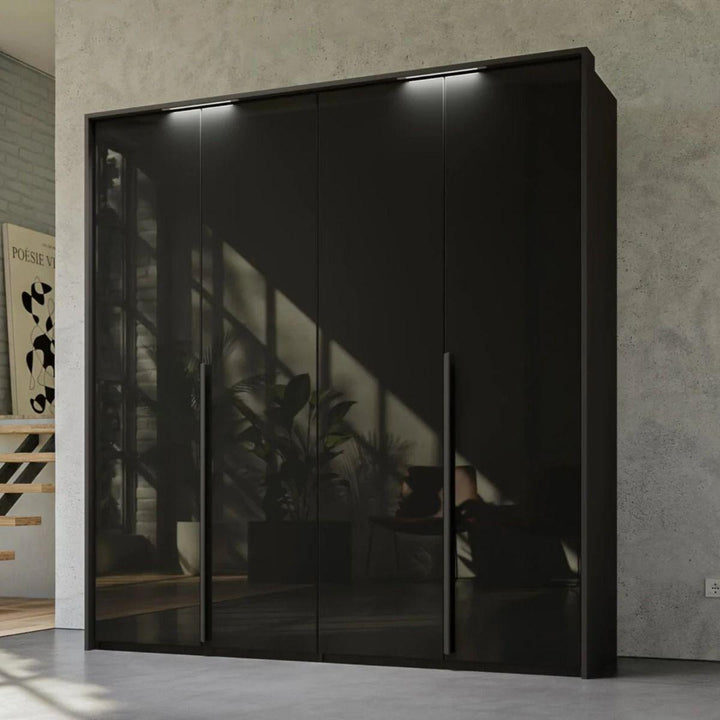 Mainz 4 Door Hinged Fully Loaded Wardrobe in Graphite - Evoke Home 
