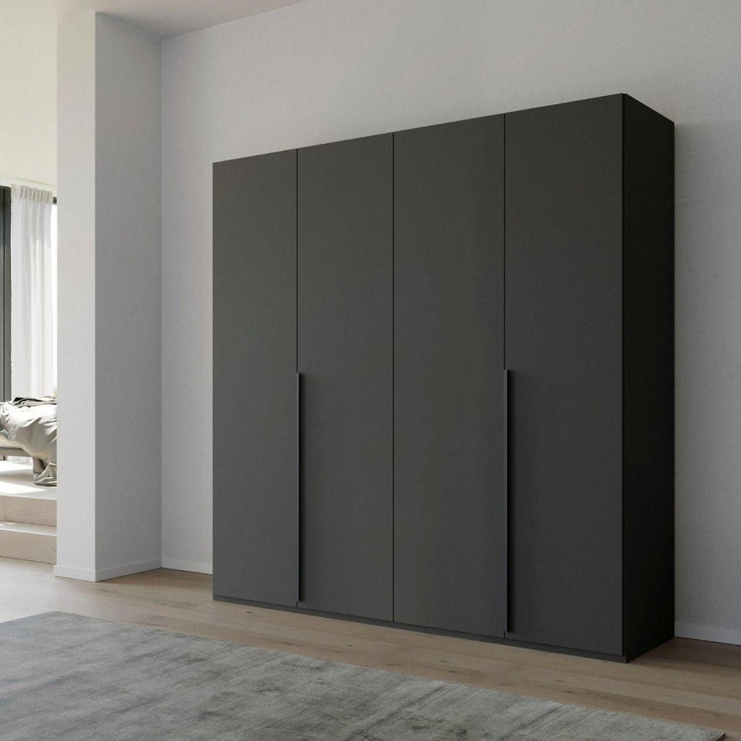 Mainz 4 Door Hinged Fully Loaded Wardrobe in Graphite - Evoke Home 