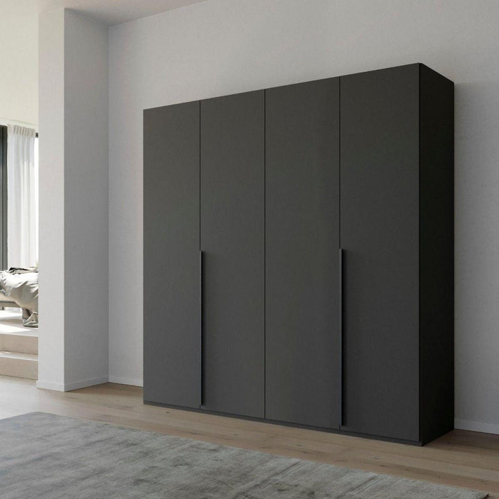 Mainz 4 Door Hinged Fully Loaded Wardrobe in Graphite - Evoke Home 
