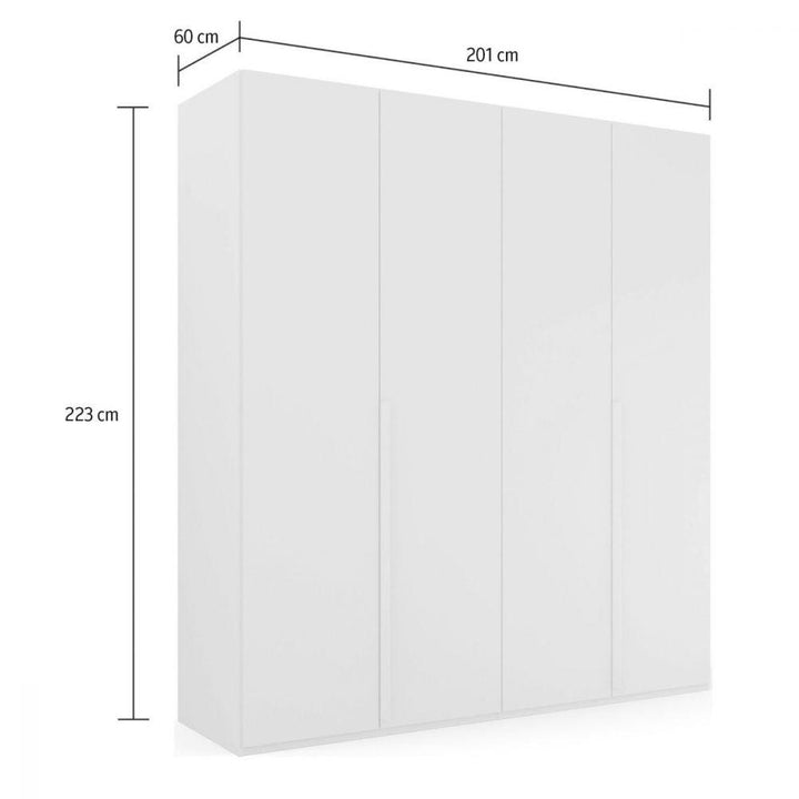 Mainz 4 Door Hinged Fully Loaded Wardrobe in Silk Grey - Evoke Home 