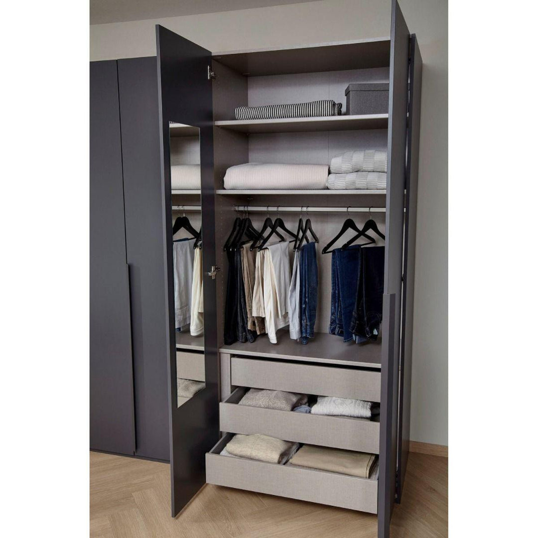 Mainz 4 Door Hinged Fully Loaded Wardrobe in Graphite - Evoke Home 