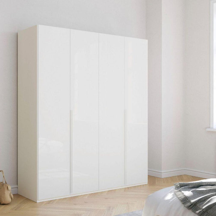 Mainz 4 Door Hinged Fully Loaded Wardrobe in White - Evoke Home 
