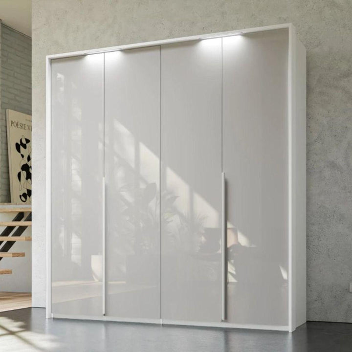 Mainz 4 Door Hinged Fully Loaded Wardrobe in White - Evoke Home 