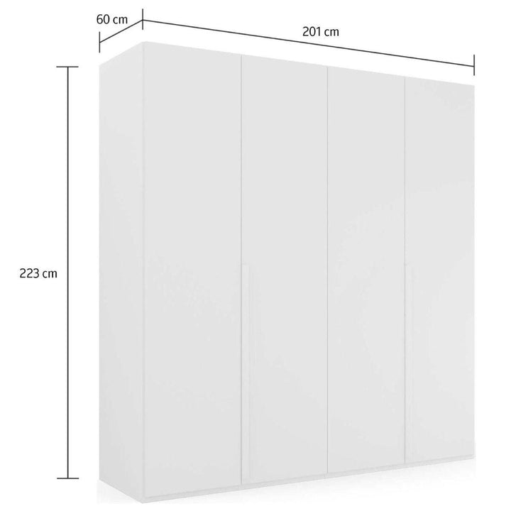 Mainz 4 Door Hinged Fully Loaded Wardrobe in White - Evoke Home 