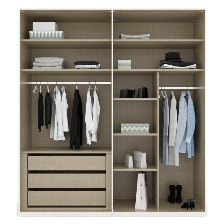 Mainz 4 Door Hinged Fully Loaded Wardrobe in White - Evoke Home 