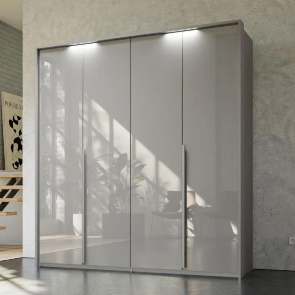 Mainz 4 Door Hinged Fully Loaded Wardrobe in Silk Grey - Evoke Home 
