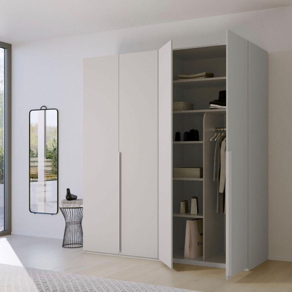 Mainz 4 Door Hinged Fully Loaded Wardrobe in Silk Grey - Evoke Home 