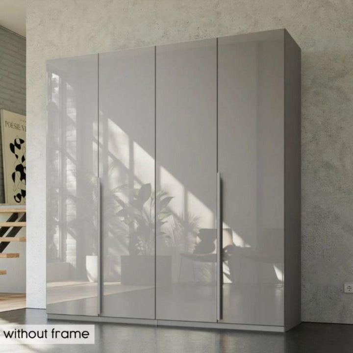 Mainz 4 Door Hinged Fully Loaded Wardrobe in Silk Grey - Evoke Home 
