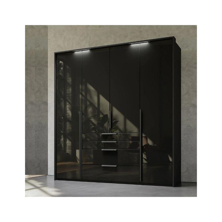 Mainz 4 Door Hinged Combi Wardrobe in Graphite - Evoke Home 