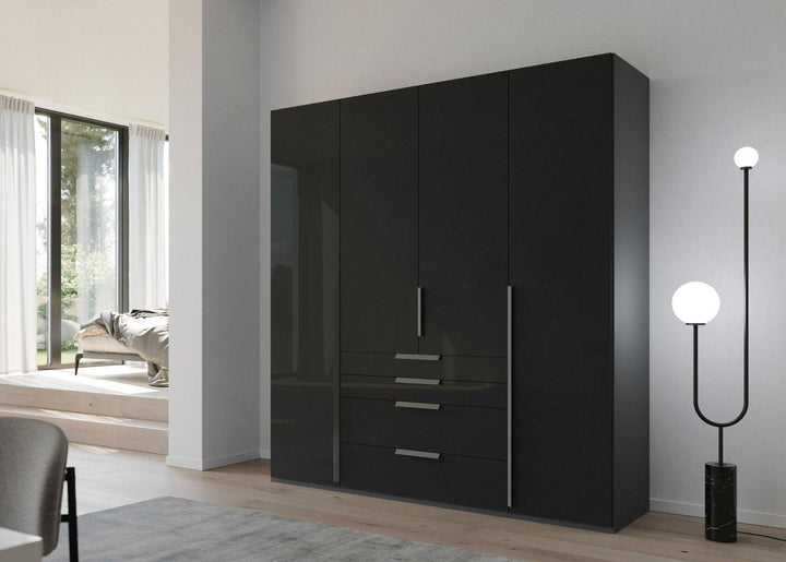 Mainz 4 Door Hinged Combi Wardrobe in Graphite - Evoke Home 
