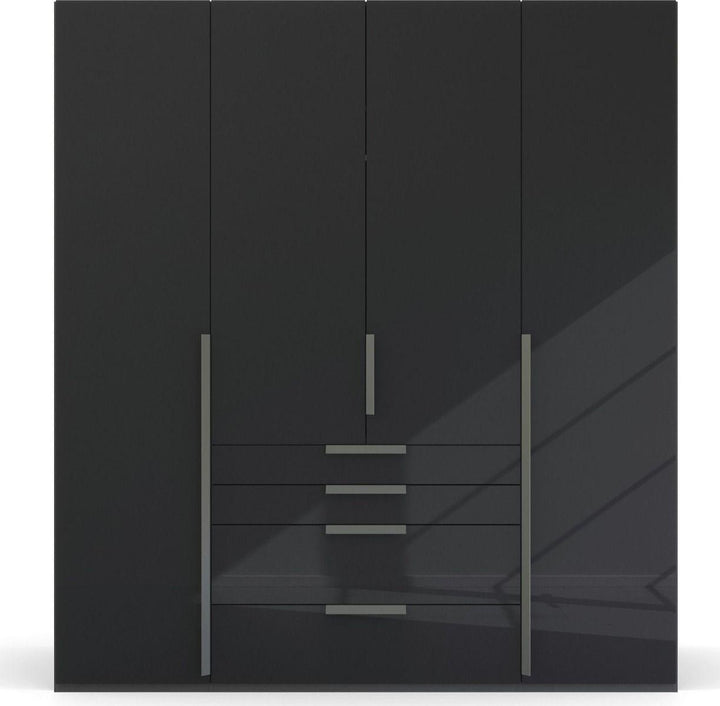 Mainz 4 Door Hinged Combi Wardrobe in Graphite - Evoke Home 