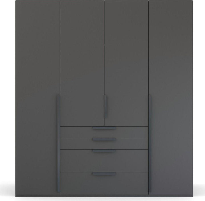 Mainz 4 Door Hinged Combi Wardrobe in Graphite - Evoke Home 