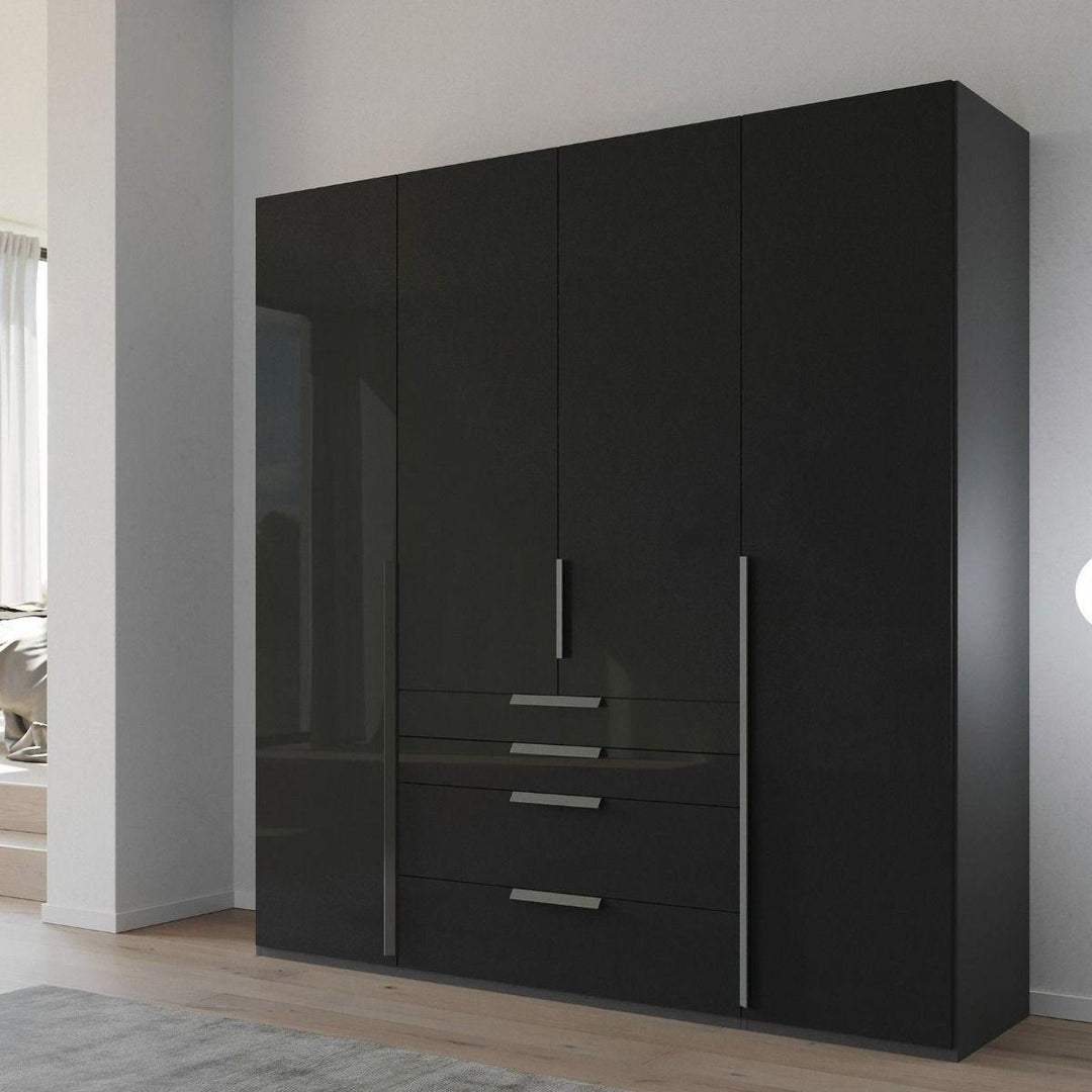 Mainz 4 Door Hinged Combi Wardrobe in Graphite - Evoke Home 