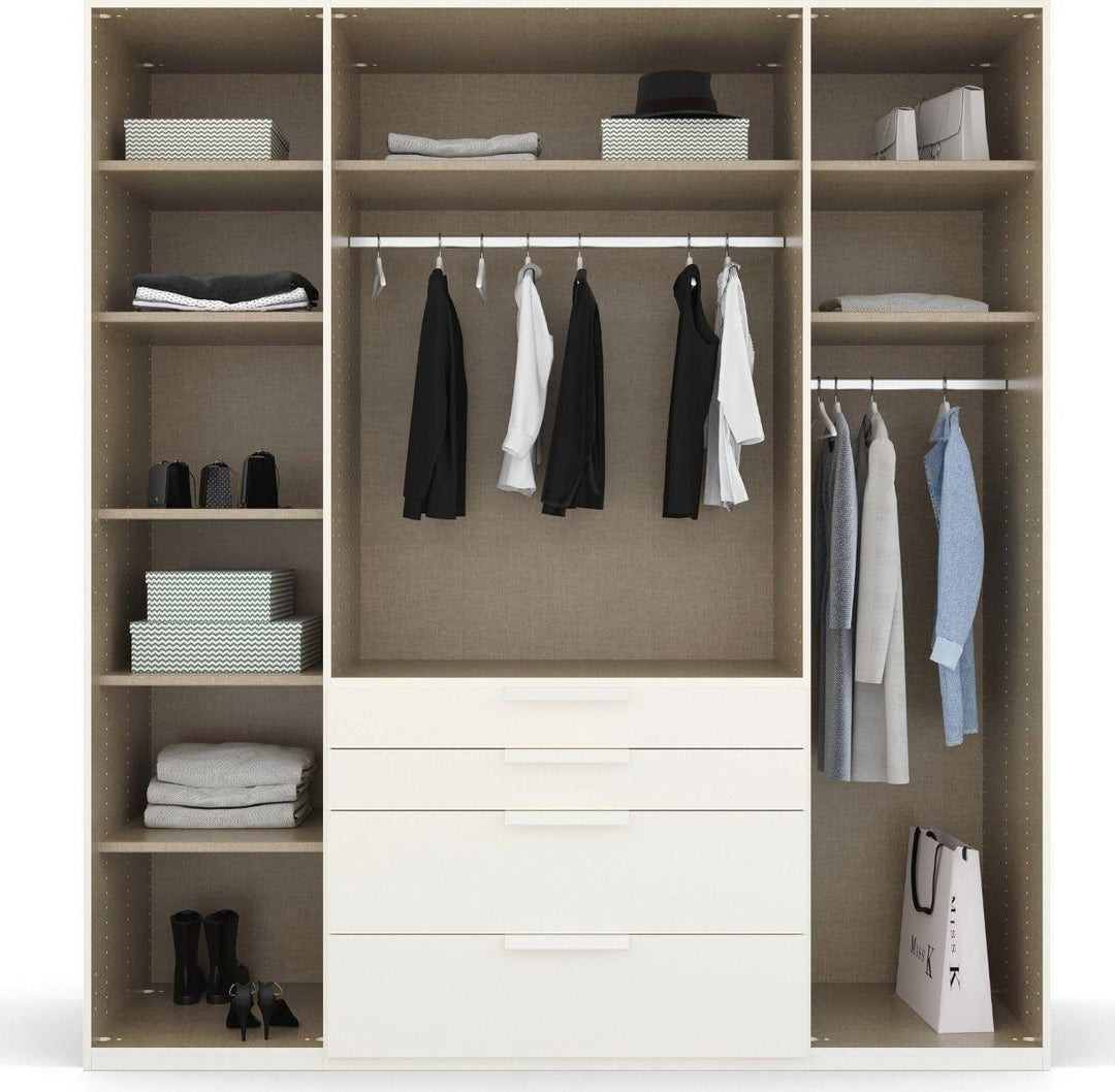 Mainz 4 Door Hinged Combi Wardrobe in Graphite - Evoke Home 