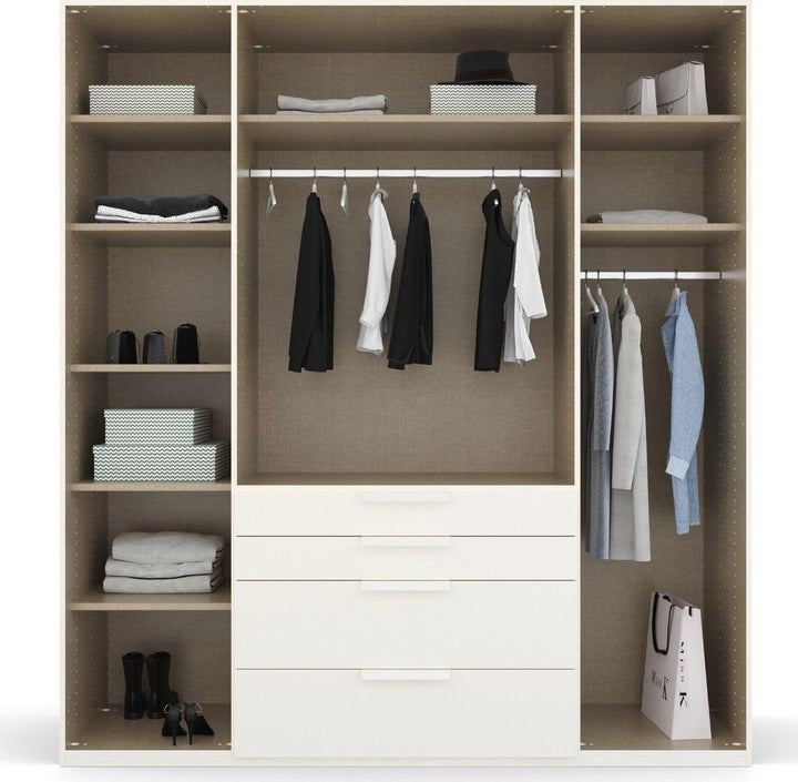 Mainz 4 Door Hinged Combi Wardrobe in Graphite - Evoke Home 