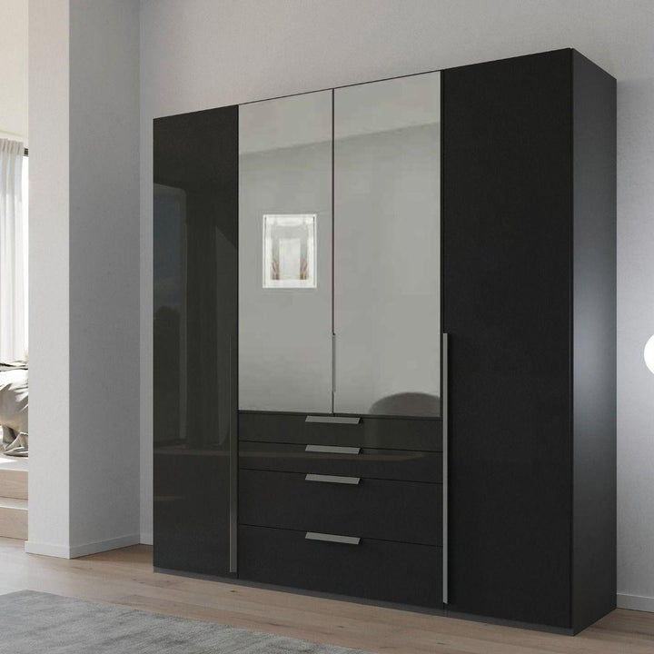 Mainz 4 Door Hinged Combi Wardrobe in Graphite - Evoke Home 