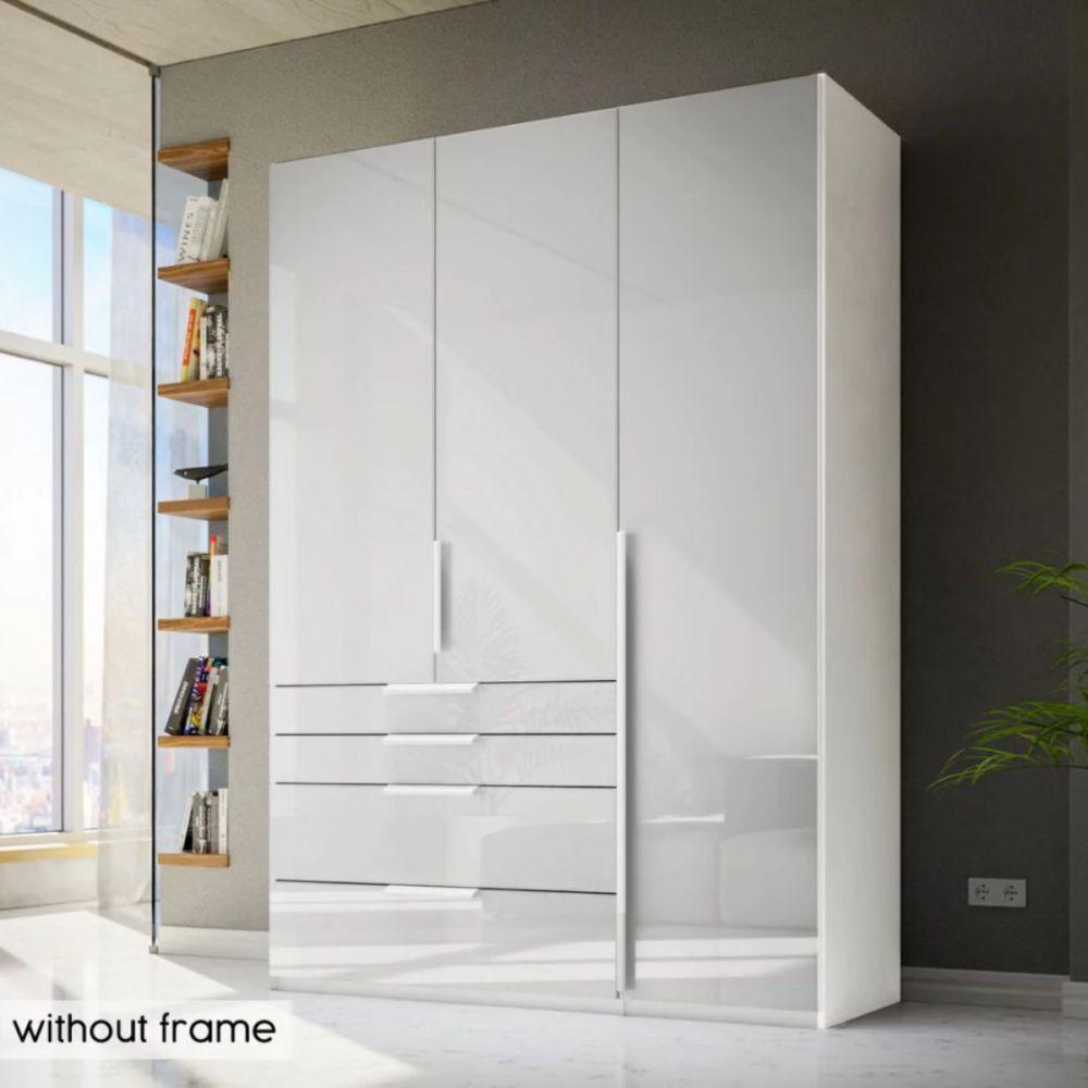 Mainz 3 Door Hinged Combi Wardrobe in White - Evoke Home 