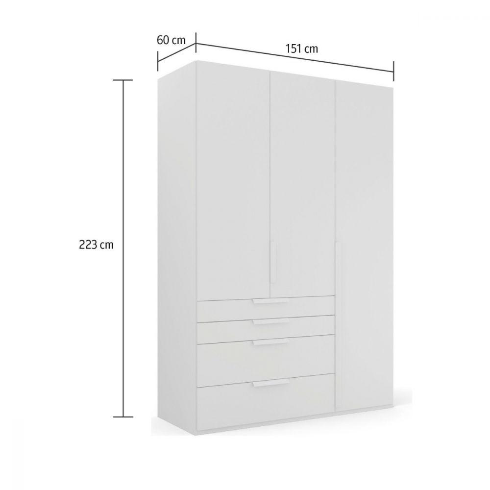 Mainz 3 Door Hinged Combi Wardrobe in White - Evoke Home 