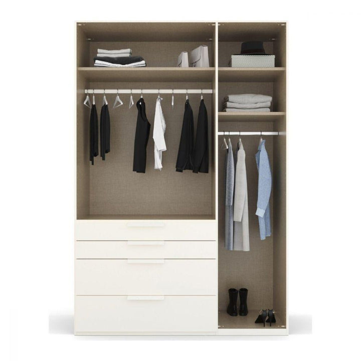 Mainz 3 Door Hinged Combi Wardrobe in White - Evoke Home 